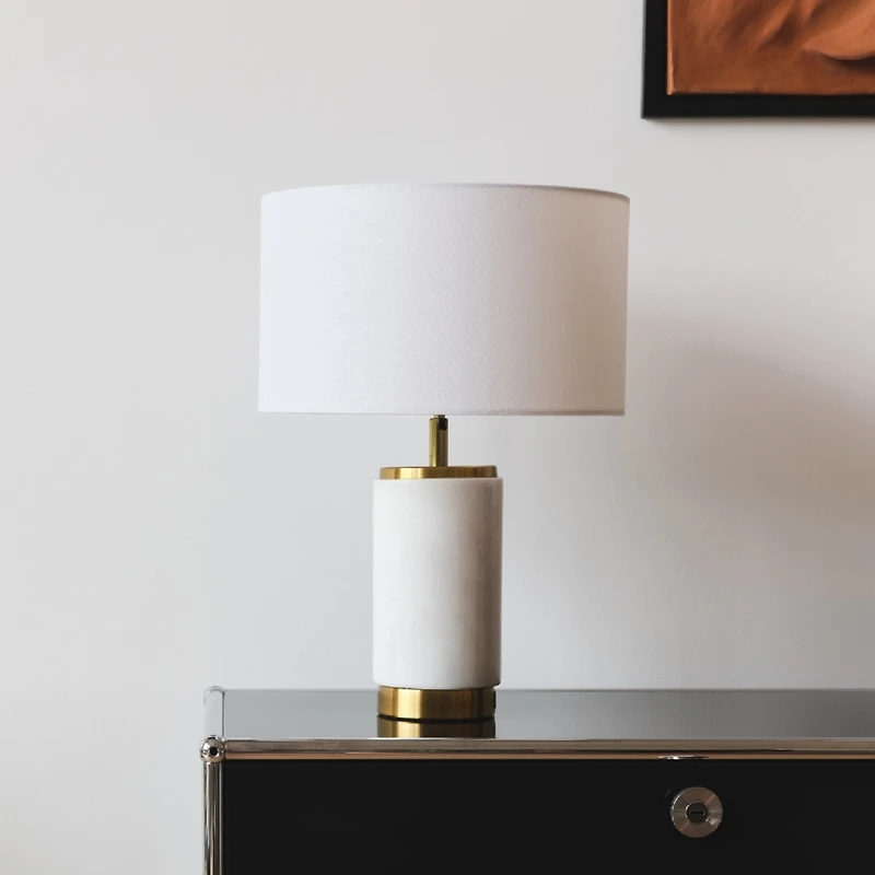 Arden Modern Led Marble and Gold Table Lamp (17" ) with Usb Port - Light Bulb Included