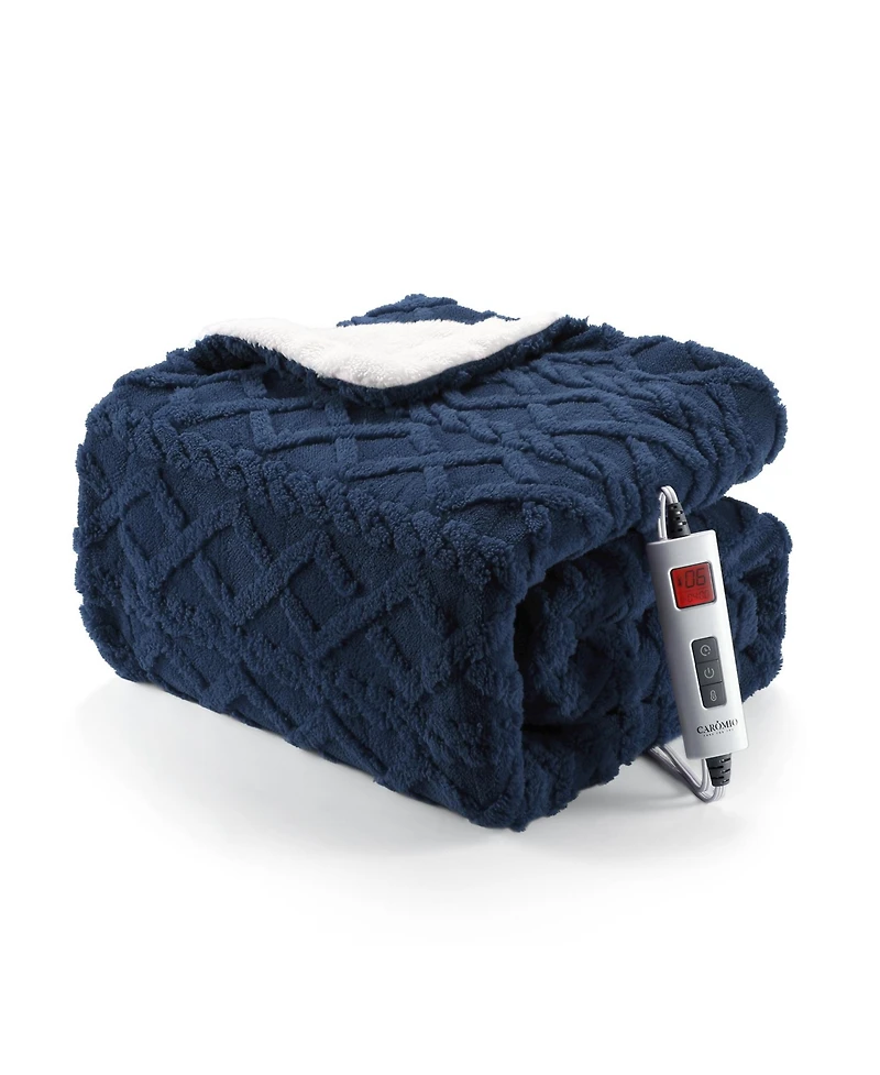 Twin Size Tufted Sherpa Electric Heated Throw Blanket, 62" x 84"