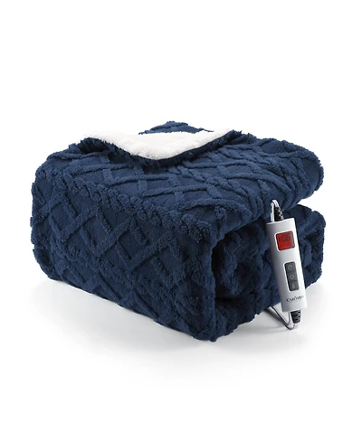Twin Size Tufted Sherpa Electric Heated Throw Blanket, 62" x 84"
