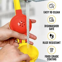 Metal 2-In-1 Lemon Squeezer Manual - Sturdy, Max Extraction Hand Juicer Gets Every Last Drop