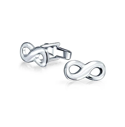 Bling Jewelry Forever Eternal Love Infinity Cufflinks Husband Boyfriend Shirt Cuff Link Groom Gift Sterling Silver Bullet Hinge Back