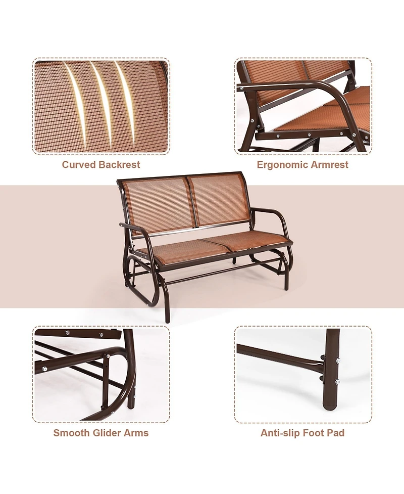 Sugift Swing Glider Chair 48 Inch Loveseat Rocker Lounge Backyard