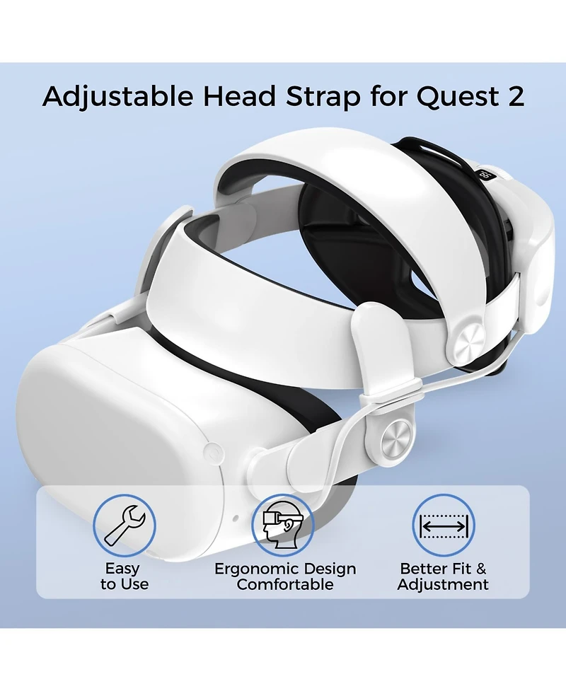 Alpha Digital Meta Quest 2 Head Strap w/ 6000mAh Battery- 4Hr extra- Comfort /Adjust