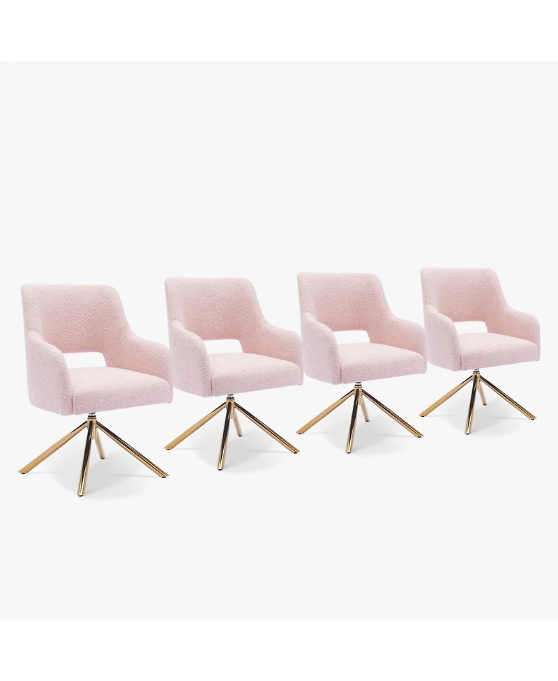Mid-Century Modern Wide Boucle Swivel Accent Arm Chair (Set of 4)