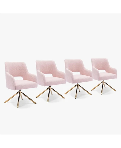 Mid-Century Modern Wide Boucle Swivel Accent Arm Chair (Set of 4)