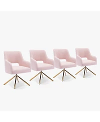 Mid-Century Modern Wide Boucle Swivel Accent Arm Chair (Set of 4)