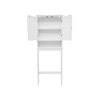 Merrick Lane Delilah Over The Toilet Bathroom Organizer With Shelves And Magnetic Closure Doors