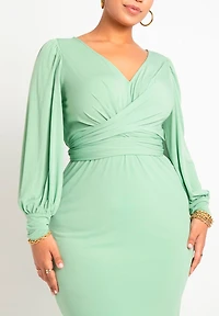 Eloquii Women's Cross Front Midi Dress