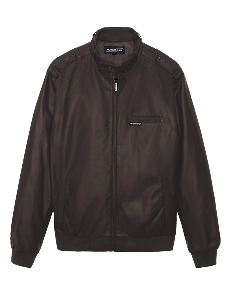 Members Only Men's Faux Leather Iconic Racer Jacket