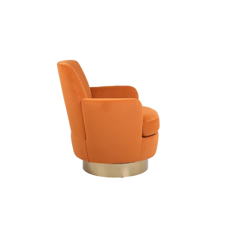 Simplie Fun Orange Velvet Swivel Accent Chair