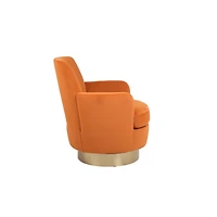 Simplie Fun Orange Velvet Swivel Accent Chair
