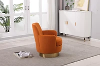 Simplie Fun Orange Velvet Swivel Accent Chair