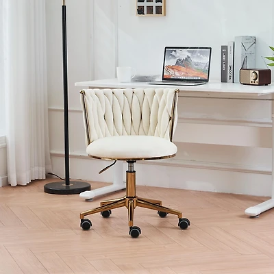 Adjustable Swivel Office Desk Chair - Beige