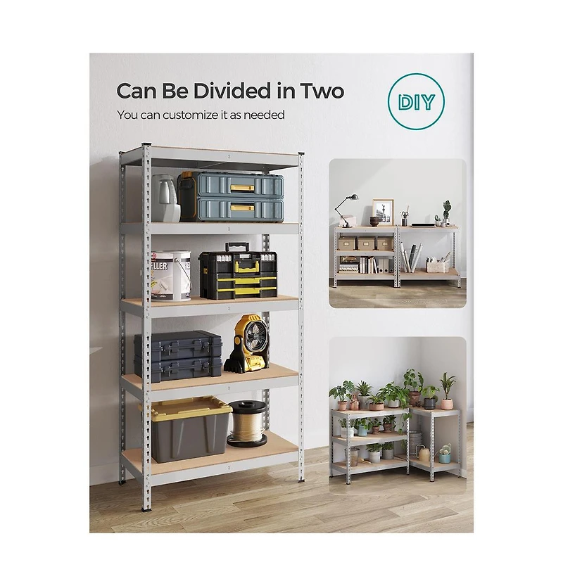 Slickblue 5-Tier Storage Shelves, Garage Storage, Boltless Assembly, Adjustable Shelving Unit