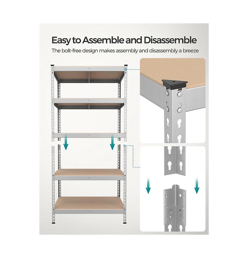 Slickblue 5-Tier Storage Shelves, Garage Storage, Boltless Assembly, Adjustable Shelving Unit