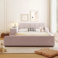 Velvet Upholstered Grounded Bed Set