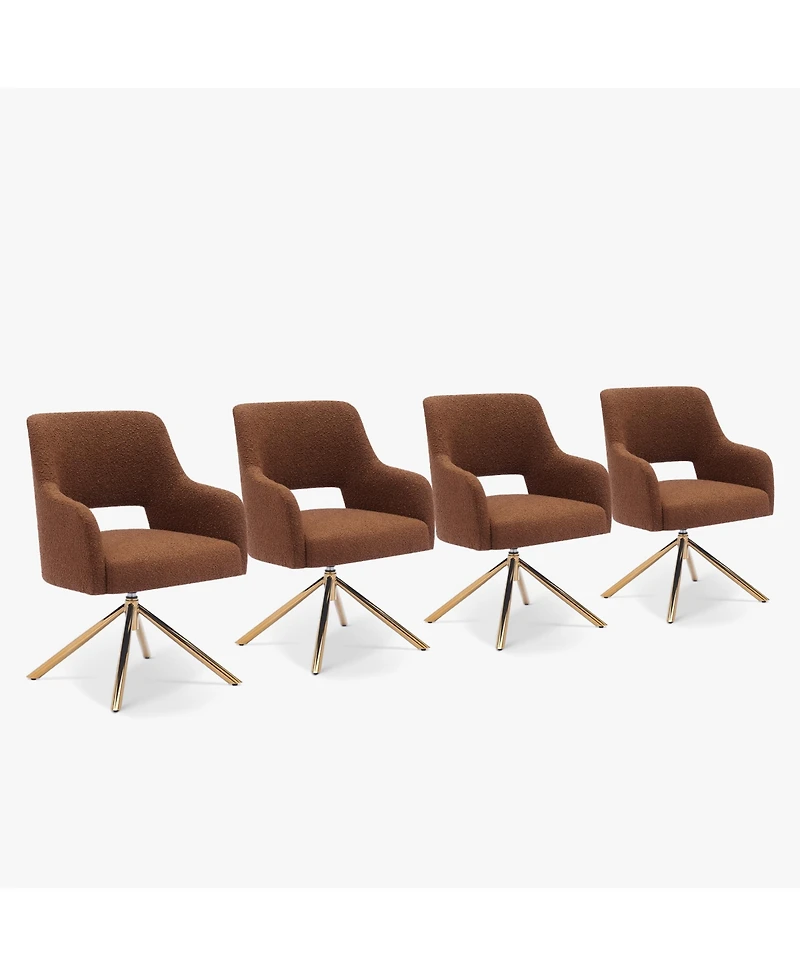 Mid-Century Modern Wide Boucle Swivel Accent Arm Chair (Set of 4)