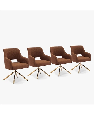 Mid-Century Modern Wide Boucle Swivel Accent Arm Chair (Set of 4)