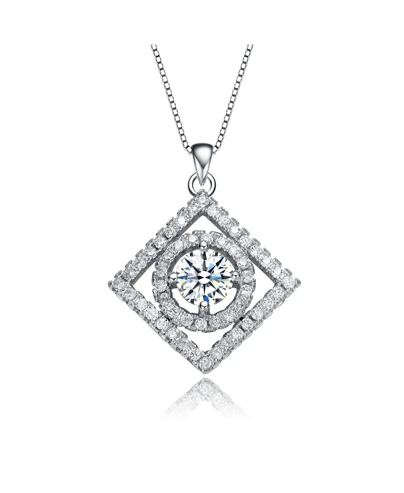 Elegant White Gold Plated Square Pendant Necklace