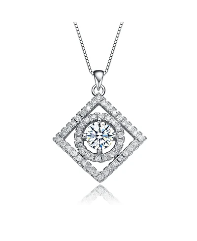 Elegant White Gold Plated Square Pendant Necklace