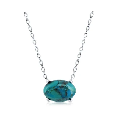 Sterling Silver Oval Reconstituted Turquoise Necklace