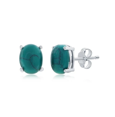 Simona Sterling Silver Oval Turquoise Stud Earrings