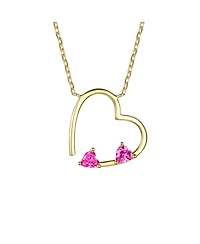 GiGiGirl 14k Gold Plated Pink Cubic Zirconia Open Heart Layering Necklace