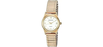 Timetech Women's 14K Gold Plated Stretch Expansion Bracelet Watch