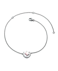GiGiGirl Sterling Silver 18k Rose Gold Plated Lucky Star & Crescent Moon Charm Anklet, Adjustable Length