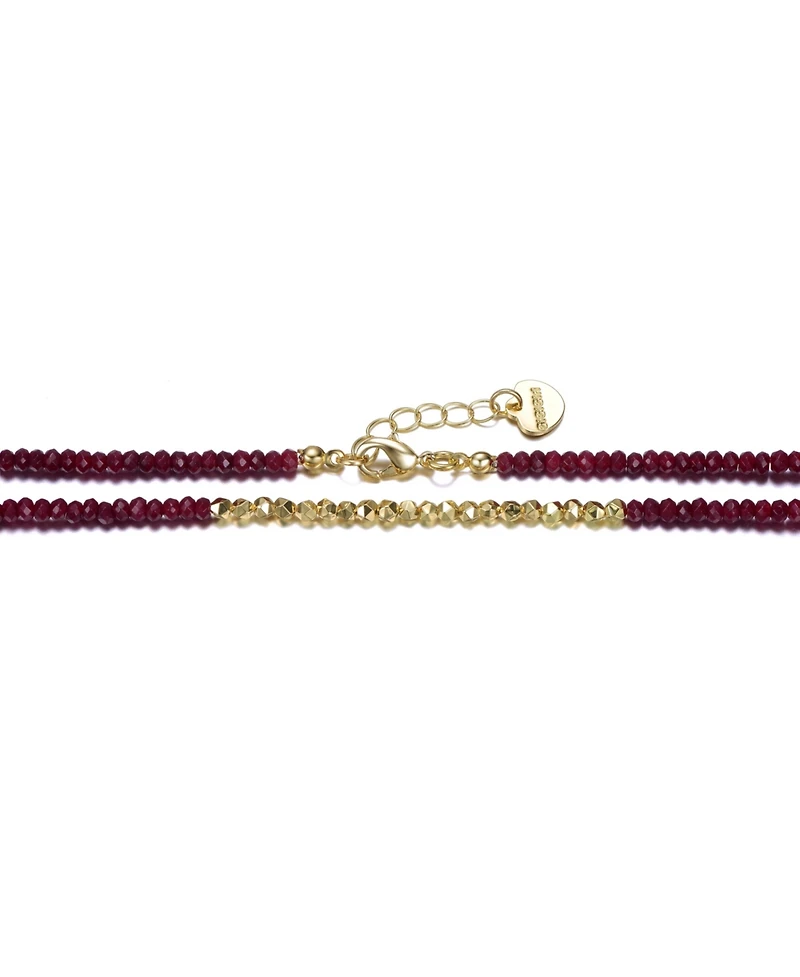 GiGiGirl 14k Yellow Gold Plated Necklace with Red and Gold Plated Mineral Beads in Pattern for Kids