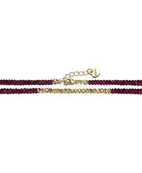 GiGiGirl 14k Yellow Gold Plated Necklace with Red and Gold Plated Mineral Beads in Pattern for Kids