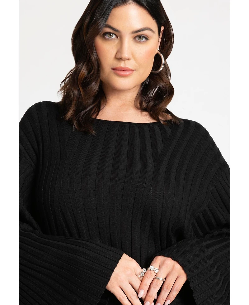 Eloquii Women's Plus Size Wide Sleeve Maxi Sweater Dress