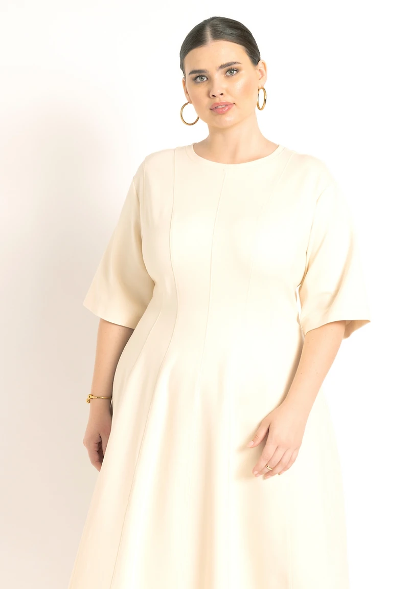 Eloquii Women's Plus Seam Detail Ponte Work Dress