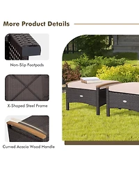 Set of 2 Fade-Resistant Wicker Patio Ottoman