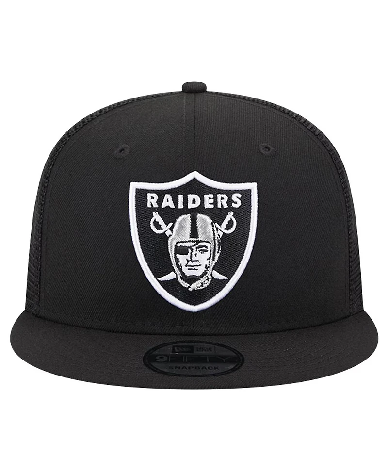 New Era Men's Black Las Vegas Raiders Main Trucker 9FIFTY Snapback Hat