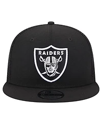 New Era Men's Black Las Vegas Raiders Main Trucker 9FIFTY Snapback Hat