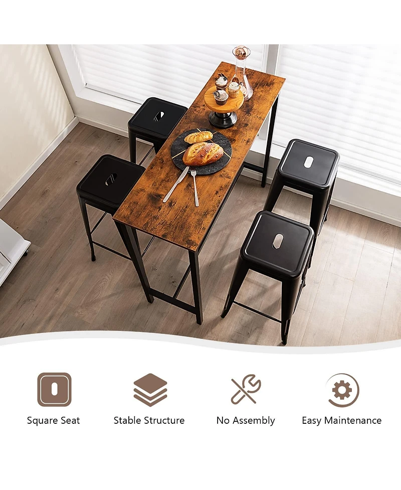 Sugift 30 Inch Bar Stools Set of 4 with Square Seat and Handling Hole