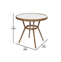 Merrick Lane Celia Bistro Style Table With Glass Top, Pe Rattan, Stack Chairs