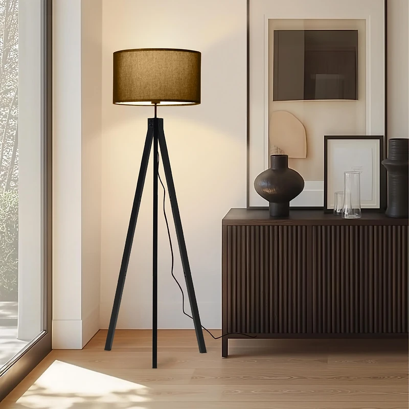 Brightech Eden 58" Led Traditional Tripod Floor Lamp with Fabric Drum Shade