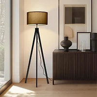 Brightech Eden 58" Led Traditional Tripod Floor Lamp with Fabric Drum Shade