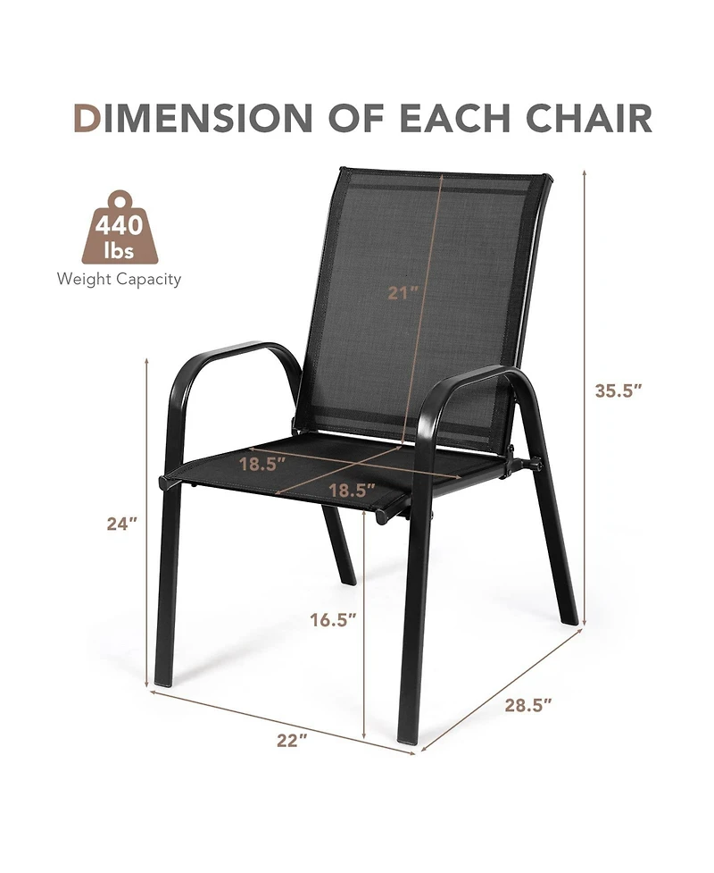 Sugift 2 Pieces Patio Outdoor Dining Chair with Armrest