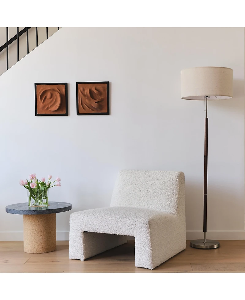 Carter 65" Led Classic Floor Lamp with Walnut Wood Finish