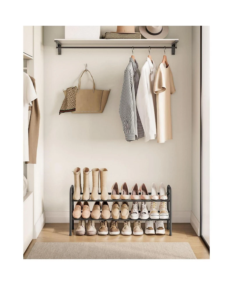 Slickblue Expandable Shoe Rack, Metal Shoe Shelf Storage, Adjustable Shoe Organizer for 8-20 Pairs of Shoes