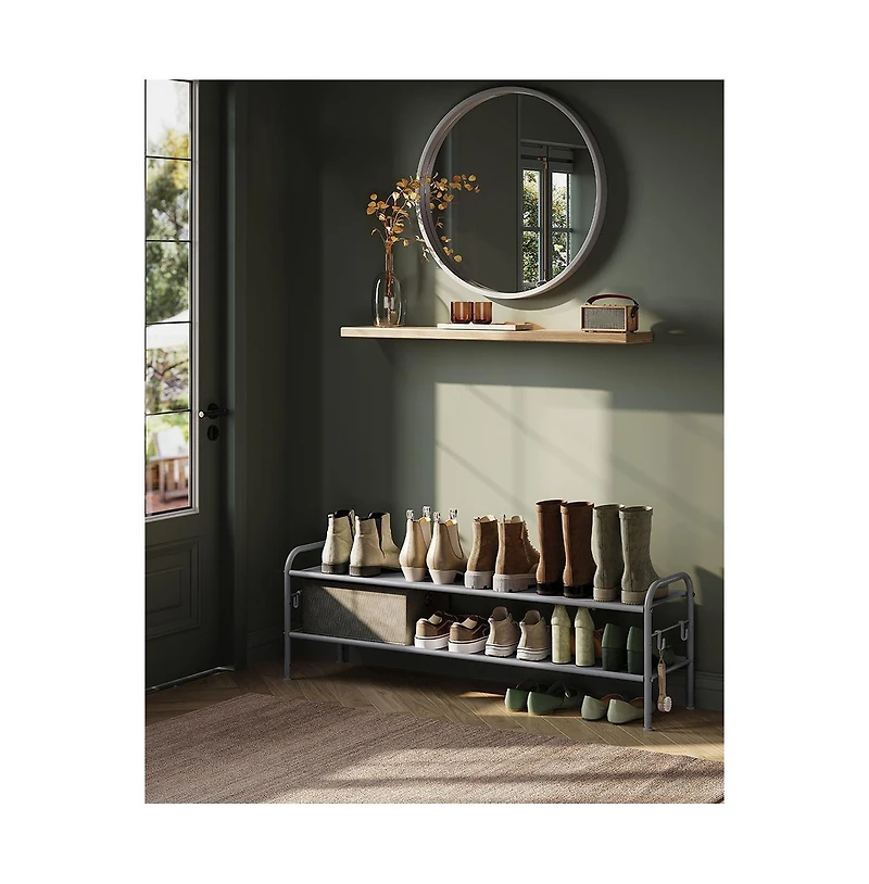 Slickblue Multi Tier Shoe Rack, Shoe Organizer, Fabric Shoe Shelf Storage, Height-Adjustable Shoe Rack, 2 Tier