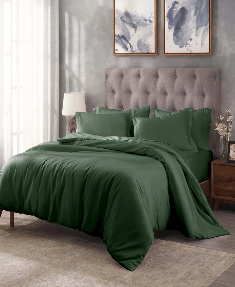 Superior Egyptian Cotton 400 Thread Count Solid Luxury Duvet Cover Set, Full/Queen