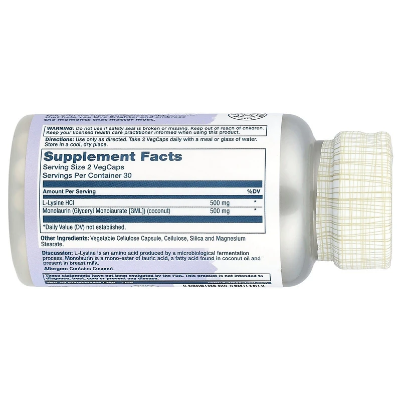 Solaray L-Lysine Monolaurin 1:1 Ratio - 60 VegCaps