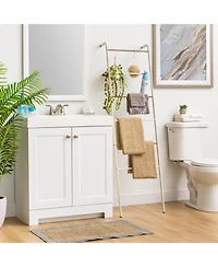 Iris Usa Free-Standing Clothing Rack, Clothes Organizer, Ladder Style, Metal Garment Rack, White