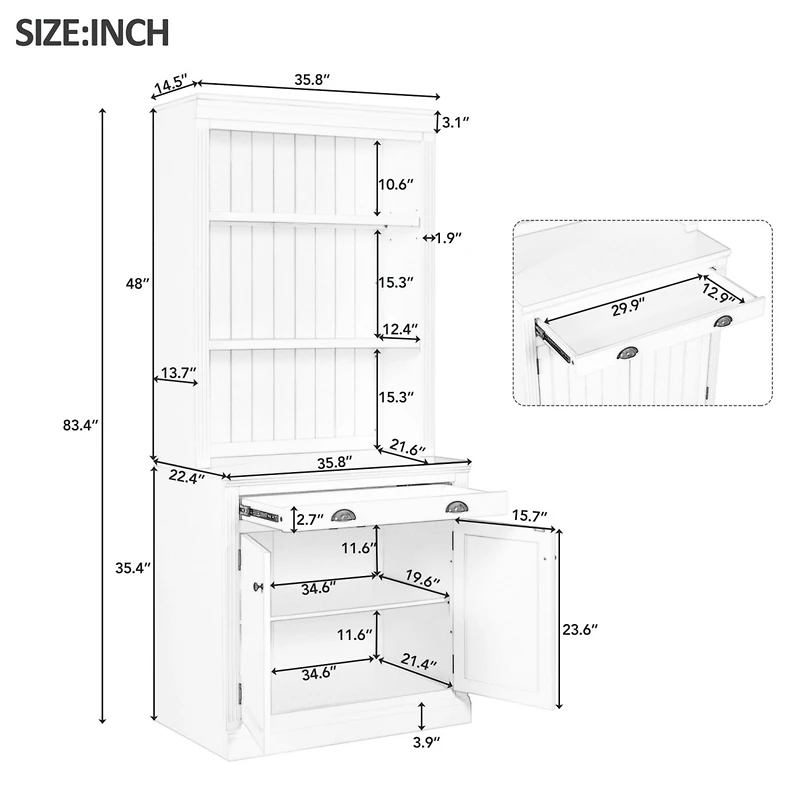 Streamdale 83.4"Tall Bookshelf Suite, Modern Bookcase Suite With Led Lighting