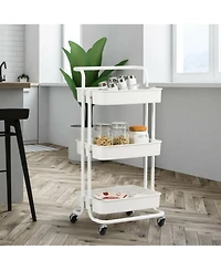 Sugift 3-Tier Utility Cart Storage Rolling Cart with Casters