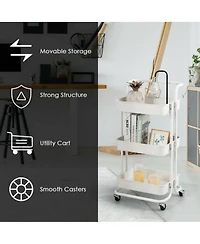 Sugift 3-Tier Utility Cart Storage Rolling Cart with Casters